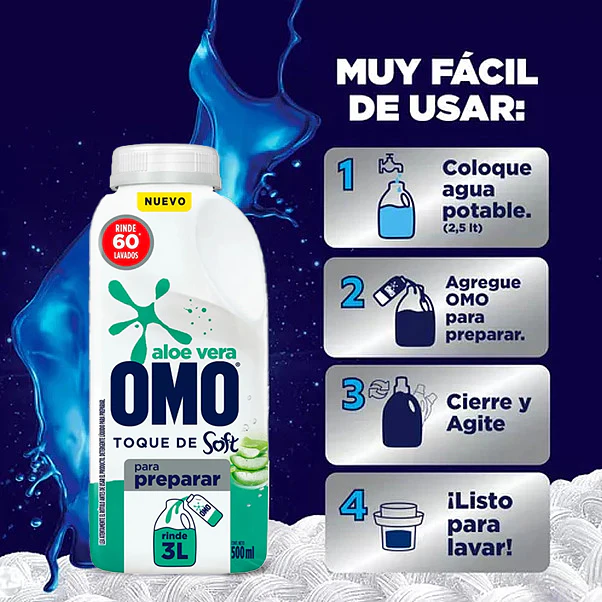 Detergente Omo Aloe Vera Diluir 500 ml - 4 Unidades 3