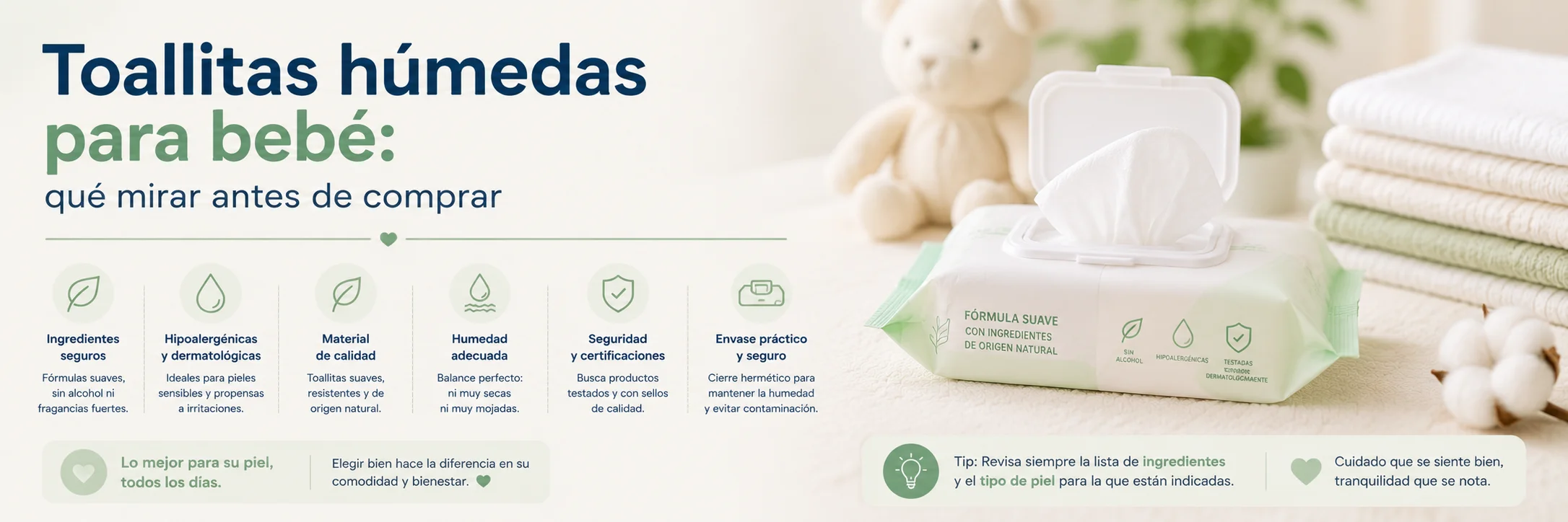 Toallitas húmedas para bebé: qué mirar antes de comprar