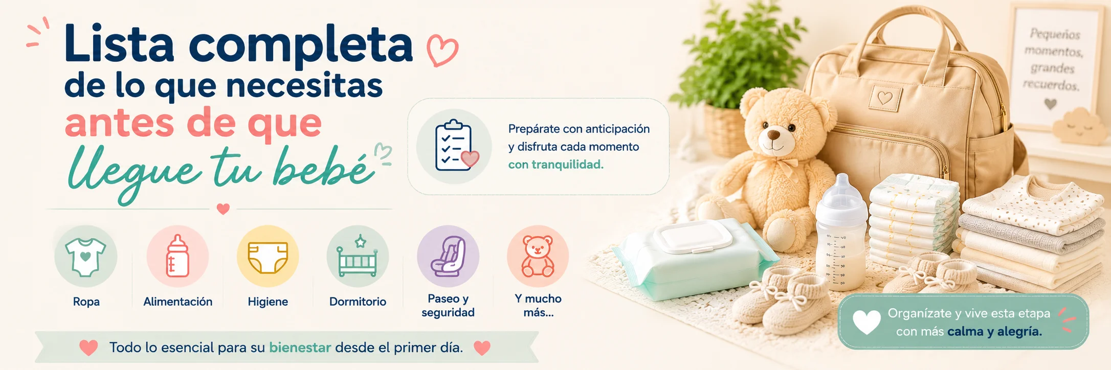 Lista completa de lo que necesitas antes de que llegue tu bebé