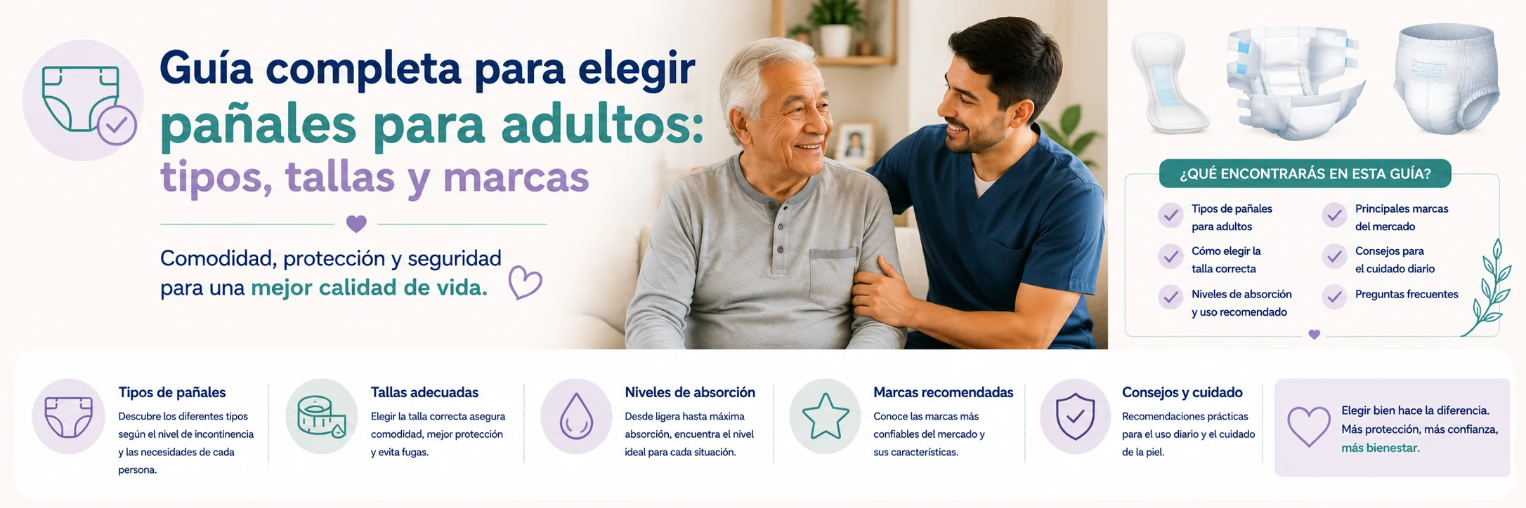 Guía completa para elegir pañales para adultos: tipos, tallas y marcas