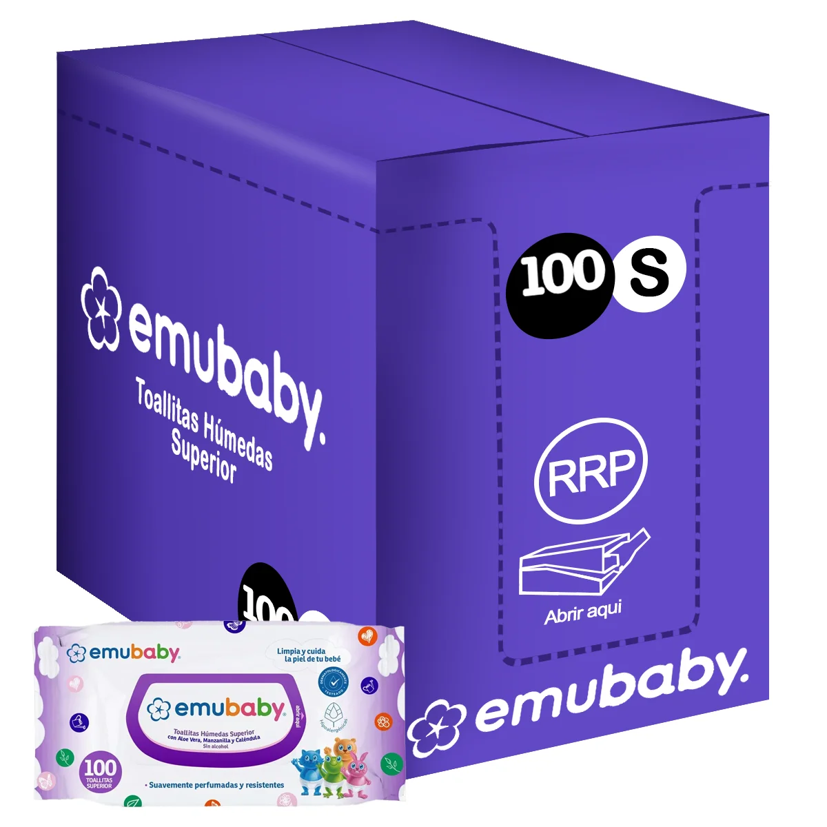 Toallitas Húmedas Emubaby Superior 100 - 12 Unidades