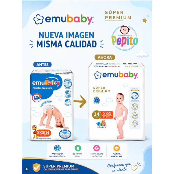 Pañales Emubaby Super Premium XXG - 14 Unidades 3