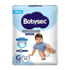 Pañal Babysec Ultra Absorb G - 12 Unidades