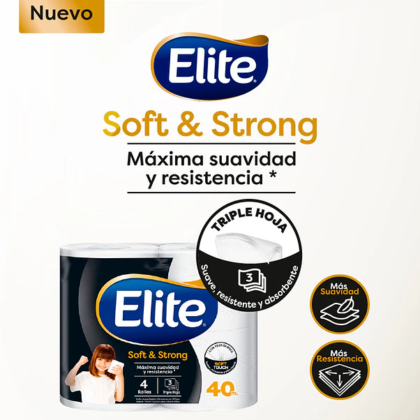 Papel Higiénico Elite Soft & Strong 40 Metros - 32 Rollos 3