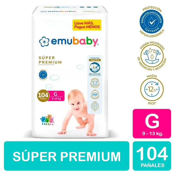 Pañal Emubaby Súper Premium Talla G 104 Unidades 2