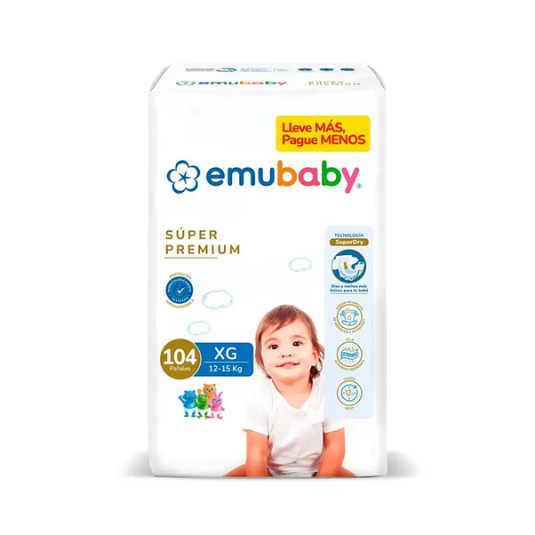 Pañal Emubaby Súper Premium Talla XG 104 Unidades 1
