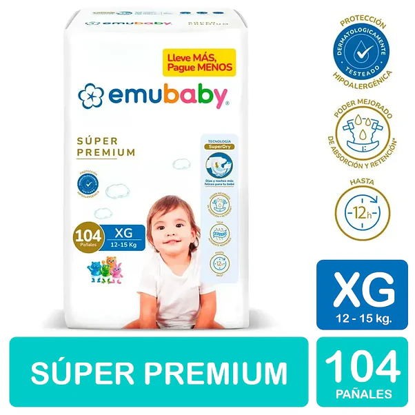 Pañal Emubaby Súper Premium Talla XG 104 Unidades 2