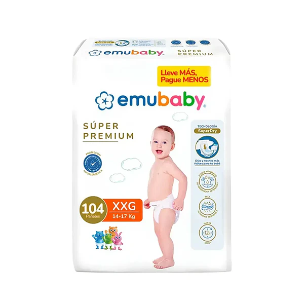 Pañal Emubaby Súper Premium Talla XXG 104 Unidades 1