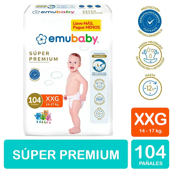 Pañal Emubaby Súper Premium Talla XXG 104 Unidades 2
