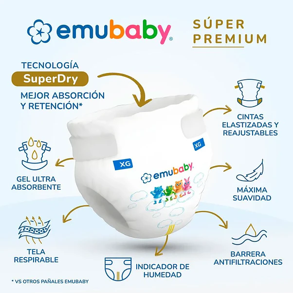 Pañal Emubaby Súper Premium Talla XXG 104 Unidades 4