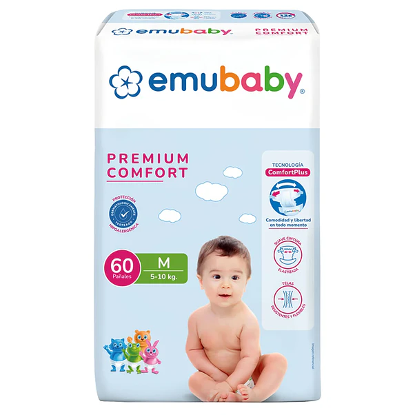 Pañal Emubaby Premium Comfort M - 60 Unidades 1