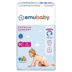 Pañal Emubaby Premium Comfort G - 60 Unidades