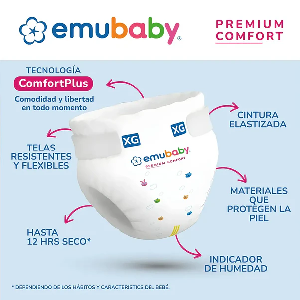 Pañal Emubaby Premium Comfort XG - 60 Unidades 4