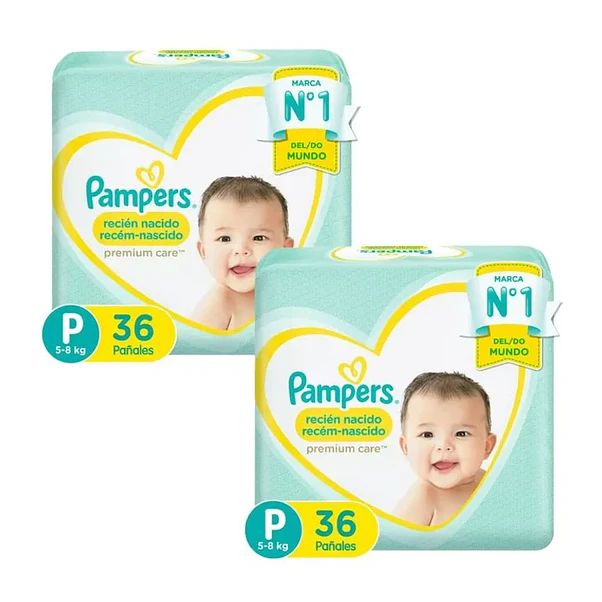 Pañal Pampers Premium Care P Pack x2 - 72 Unidades 1