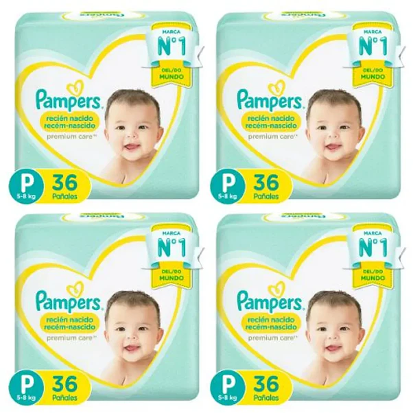 Pañal Pampers Premium Care P Pack x4 - 144 Unidades 1