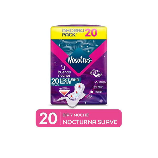 Toalla Higiénica Nosotras Buenas Noches Tela Suave - 20 Unidades 2