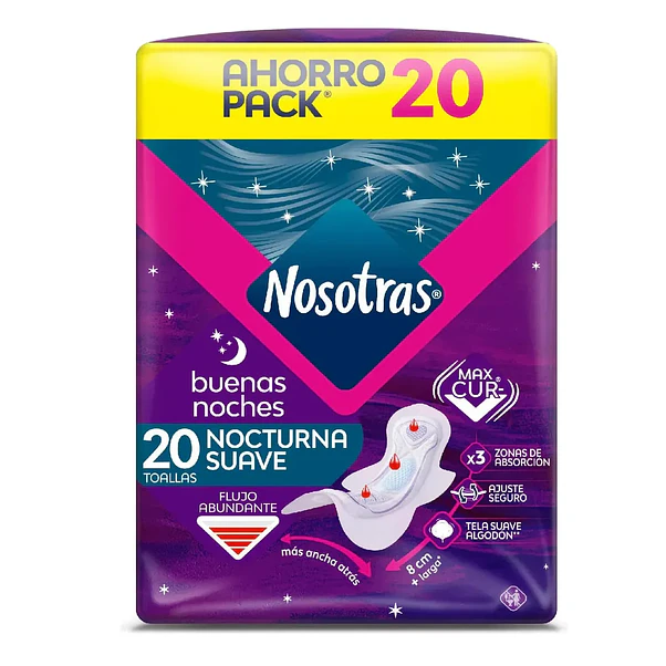 Toalla Higiénica Nosotras Buenas Noches Tela Suave - 20 Unidades 1