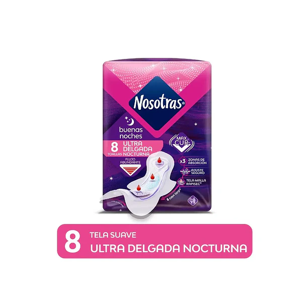 Toalla Higiénica Nosotras Nocturna Ultradelgada - 8 Unidades 2