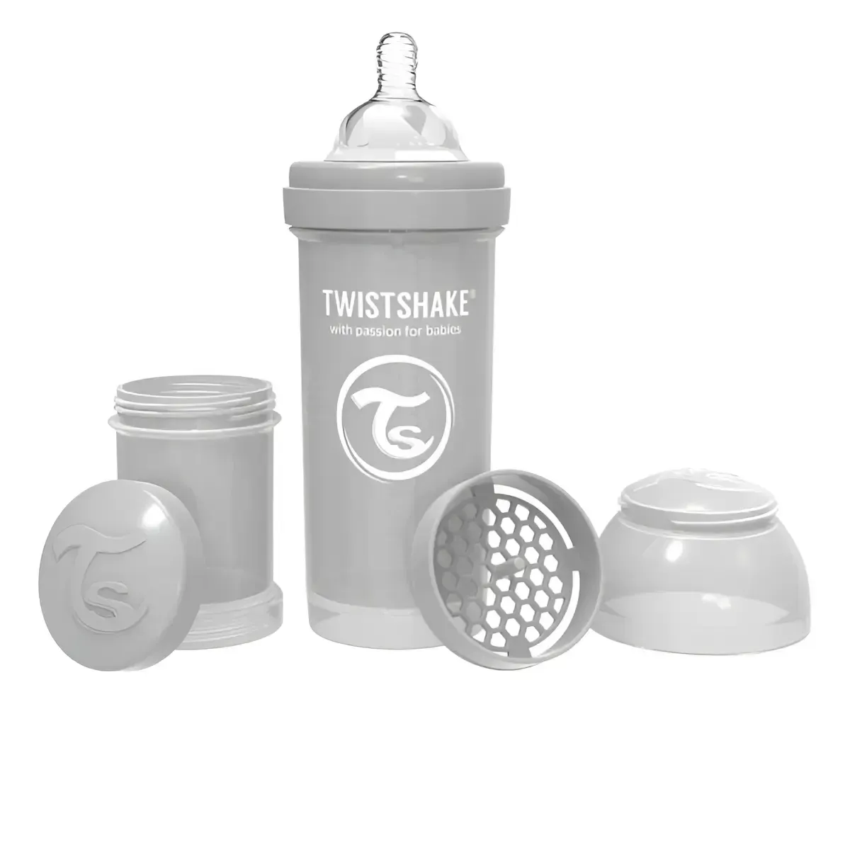 Mamadera twistshake Anti-cólico 260ml gris pastel