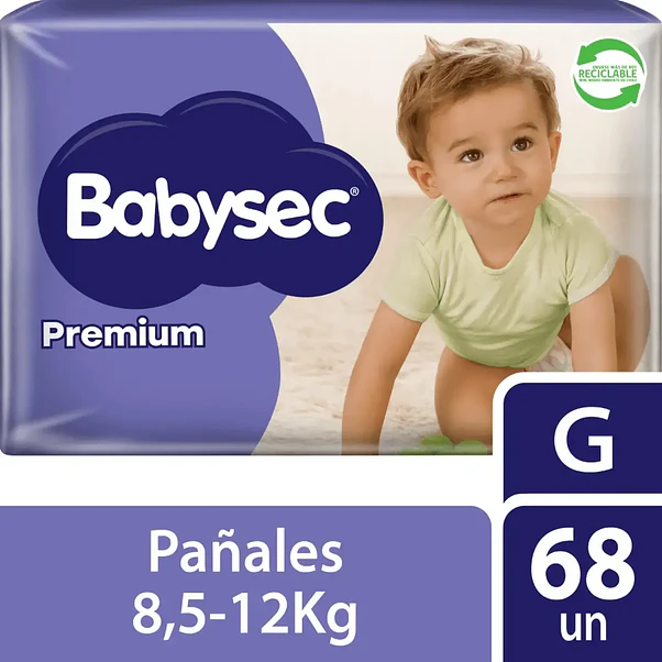 Pañal para Bebé Babysec Premium G - 68 Unidades 1