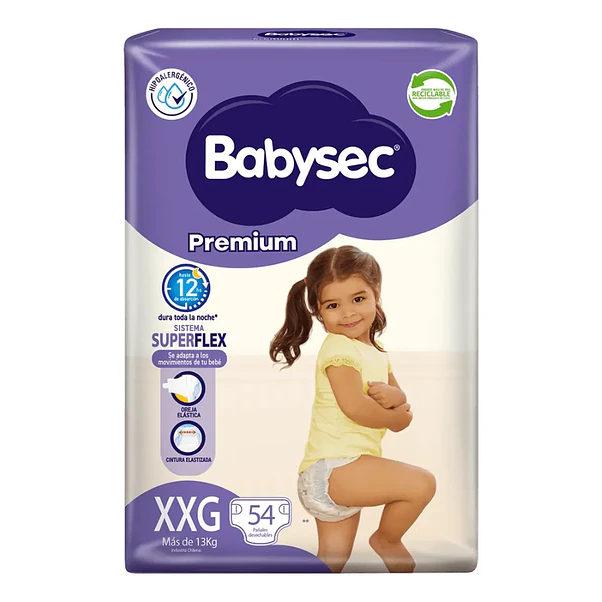Pañal para Bebé Babysec Premium XXG - 54 Unidades 2