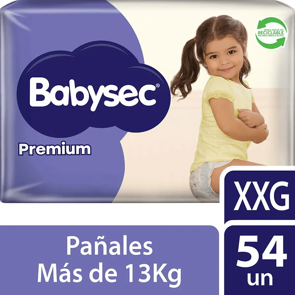 Pañal para Bebé Babysec Premium XXG - 54 Unidades 1