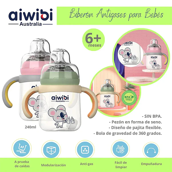 Mamadera Aiwibi Rosa - 240 ml 3