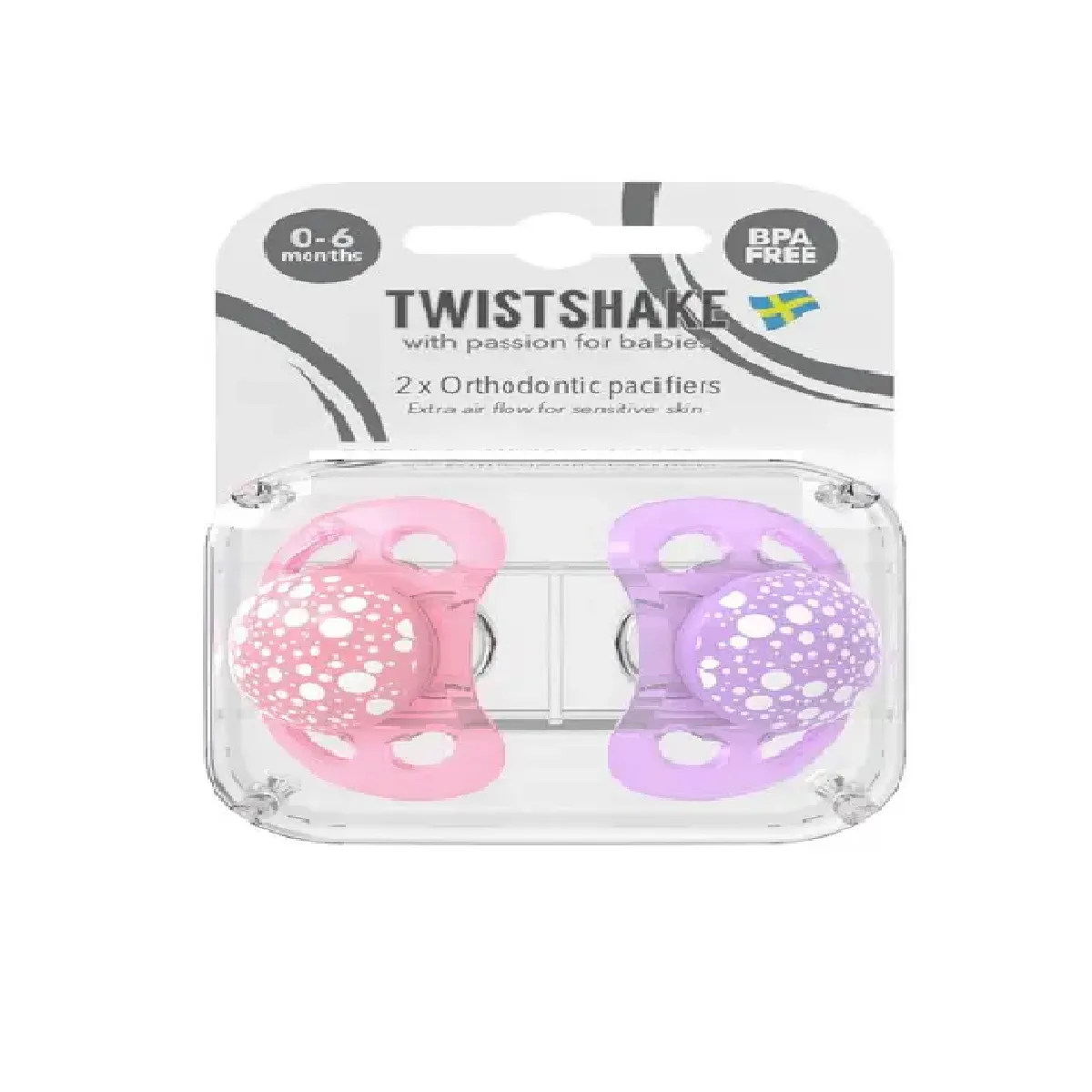 Chupetes Twistshake 0-6m 2 un Rosado/morado pastel