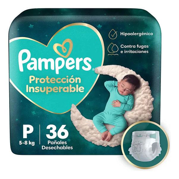 Pañal Pampers Protección Insuperable Talla P - 36 Unidades 1