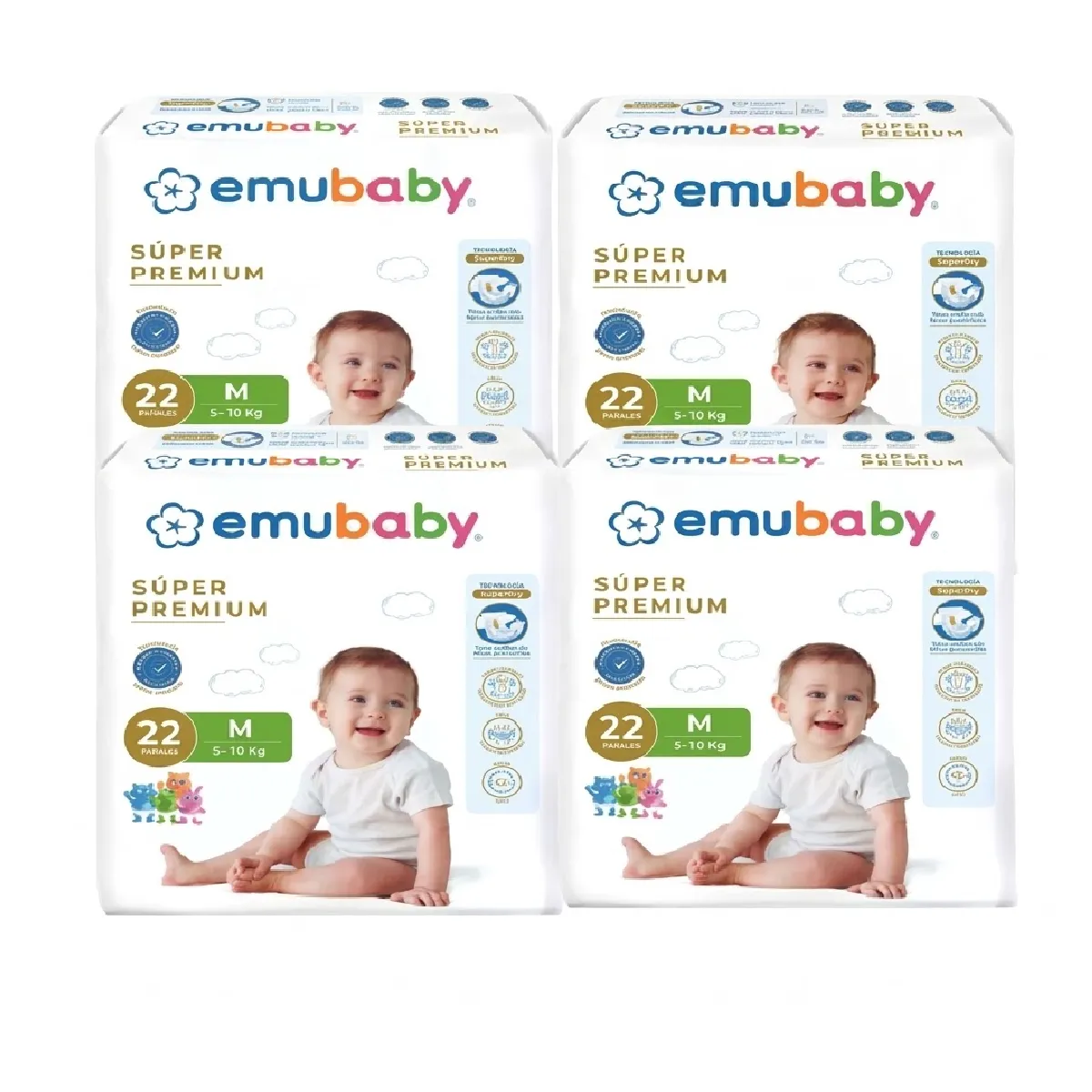 Pañales Emubaby Premium M - 88 Unidades