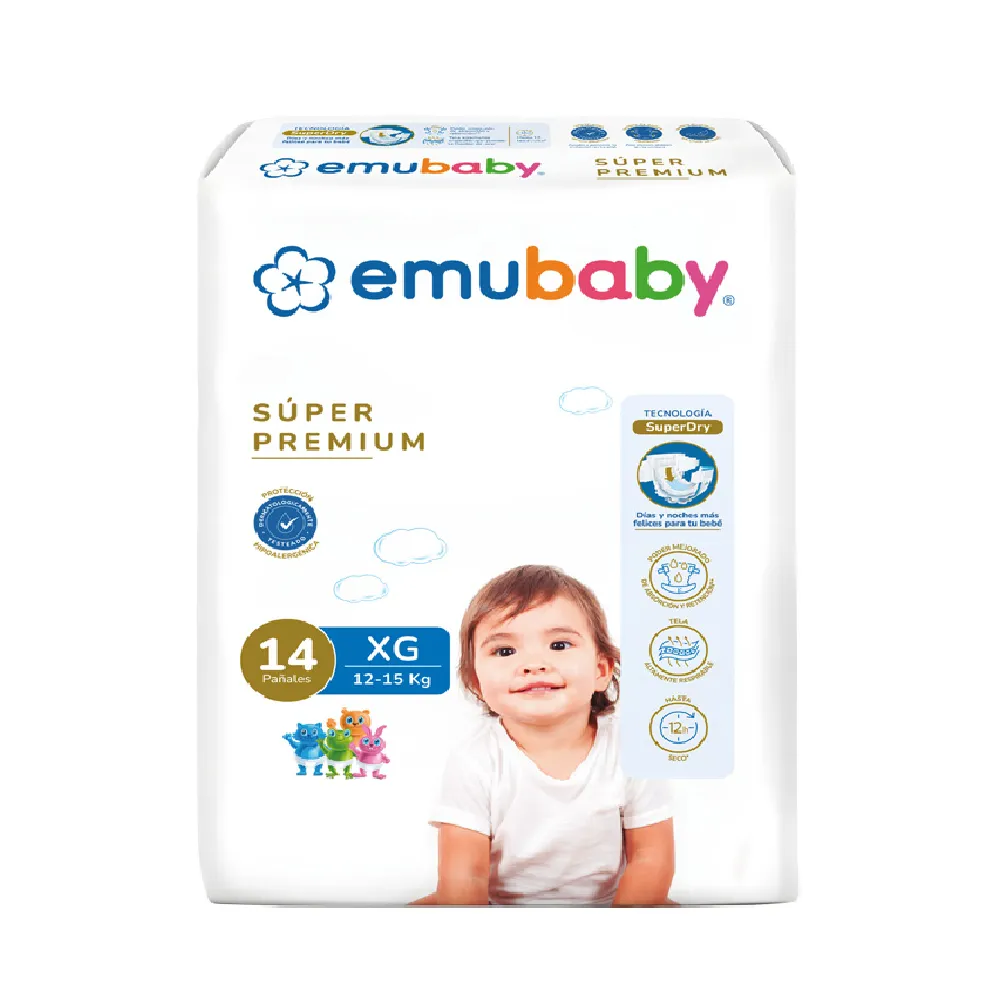 Pañales Emubaby Premium XG - 14 Unidades