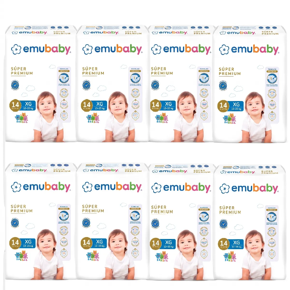 Pañales Emubaby Premium XG - 112 Unidades