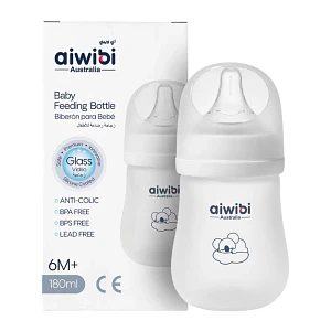 Mamadera Aiwibi Vidrio con Silicona - 180 ml