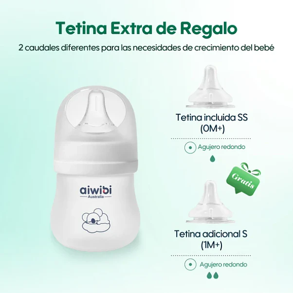 Mamadera Aiwibi Vidrio con Silicona - 120 ml 3