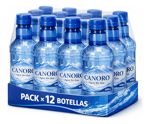 Agua Sin Gas Canoro 600ml Pack X 12 Botellas