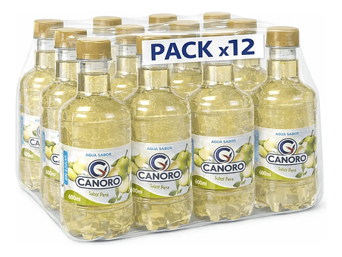 Pack 12 Agua Saborizada Canoro Sin Gas – Sabor Pera 600ml