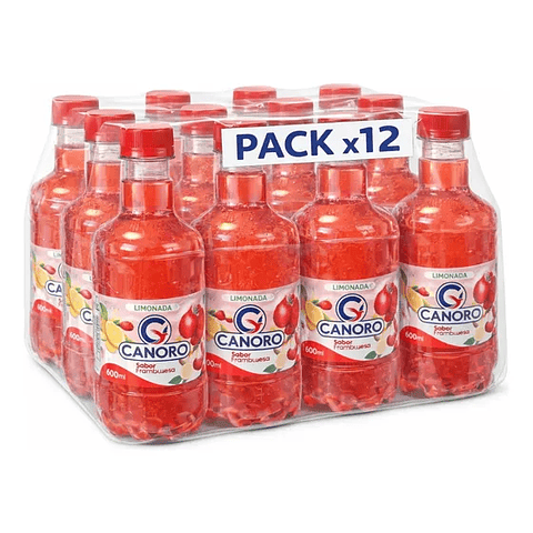 Pack 12 Agua Saborizada Canoro Sin Gas – Sabor Frambuesa 600ml