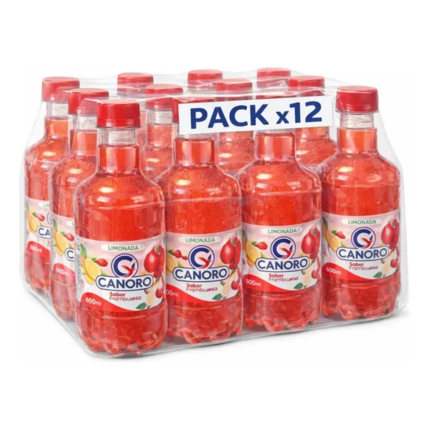 Pack 12 Agua Saborizada Canoro Sin Gas – Sabor Frambuesa 600ml 1
