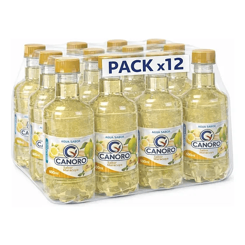 Pack 12 Agua Saborizada Canoro Sin Gas – Sabor Maracuya 600ml