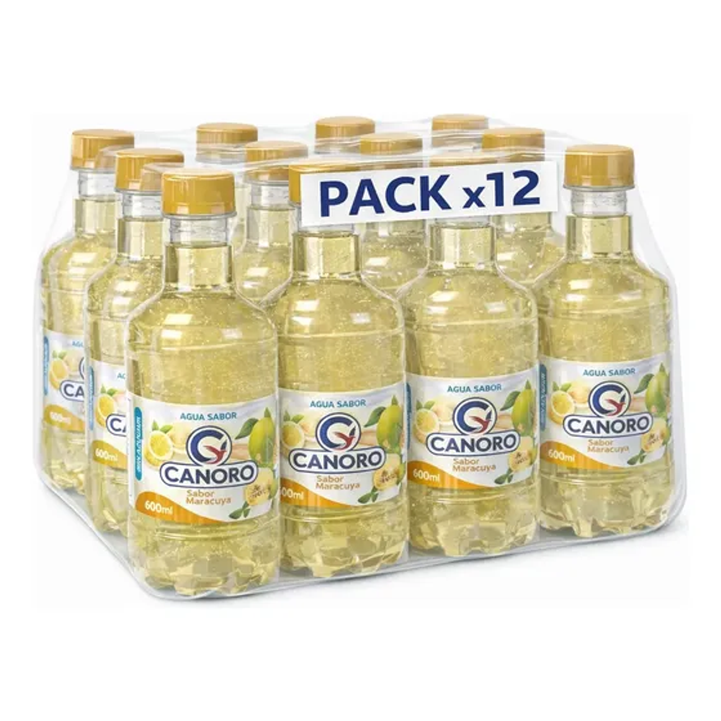 Pack 12 Agua Saborizada Canoro Sin Gas – Sabor Maracuya 600ml 1