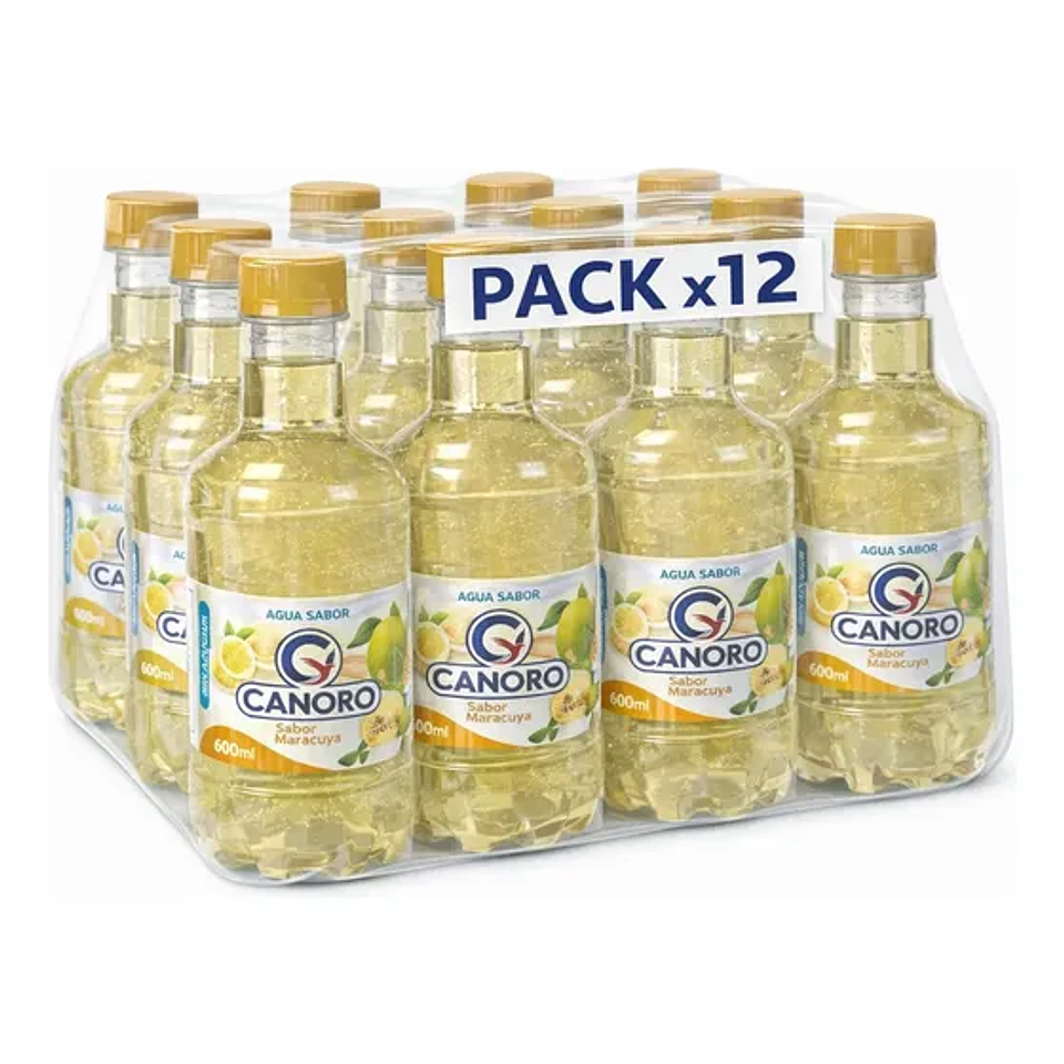 Pack 12 Agua Saborizada Canoro Sin Gas – Sabor Maracuya 600ml 1