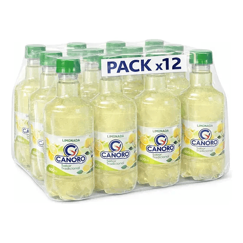 Pack 12 Agua Saborizada Canoro Sin Gas – Sabor Limon 600ml