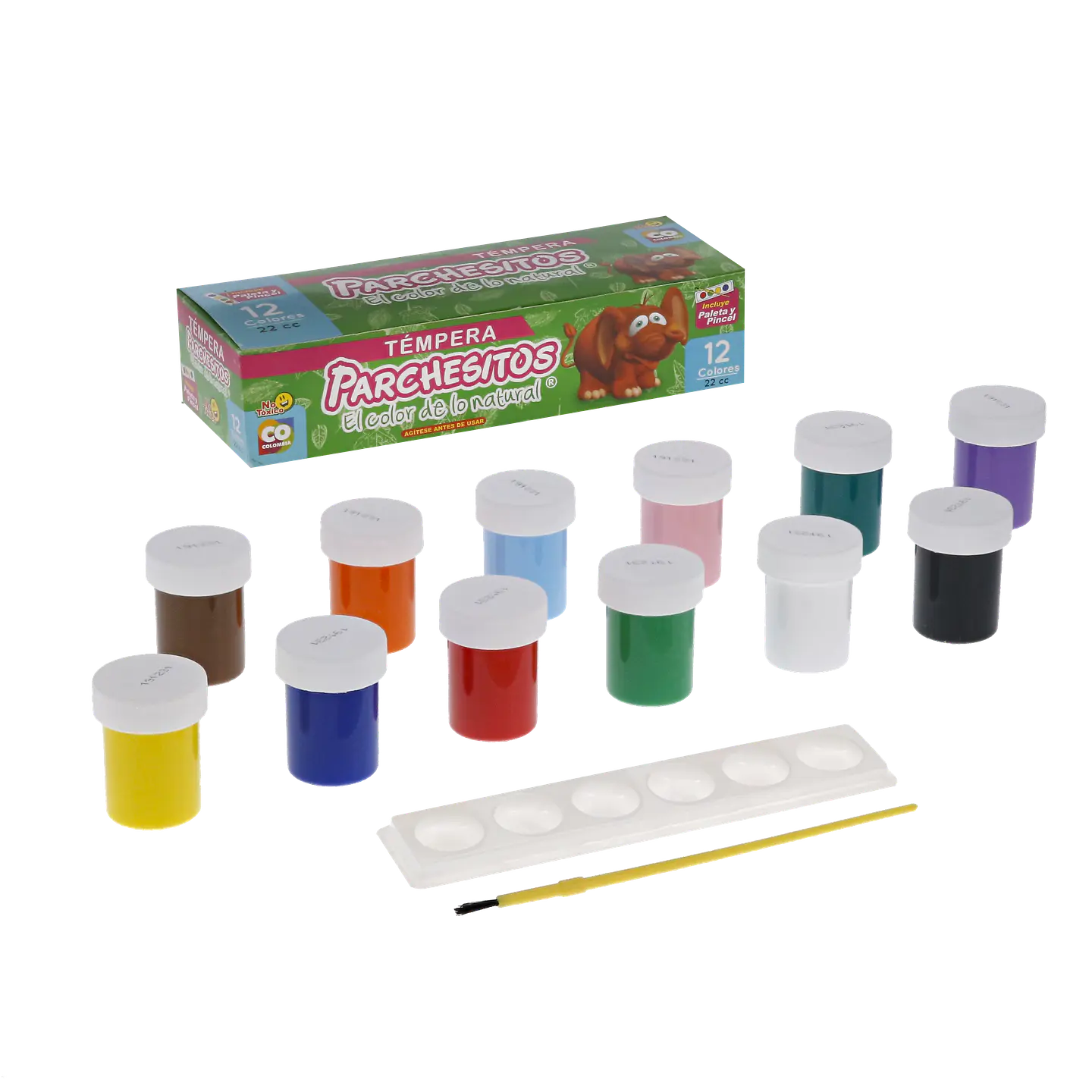 Tempera 22cc Parchesitos x 12 colores 1