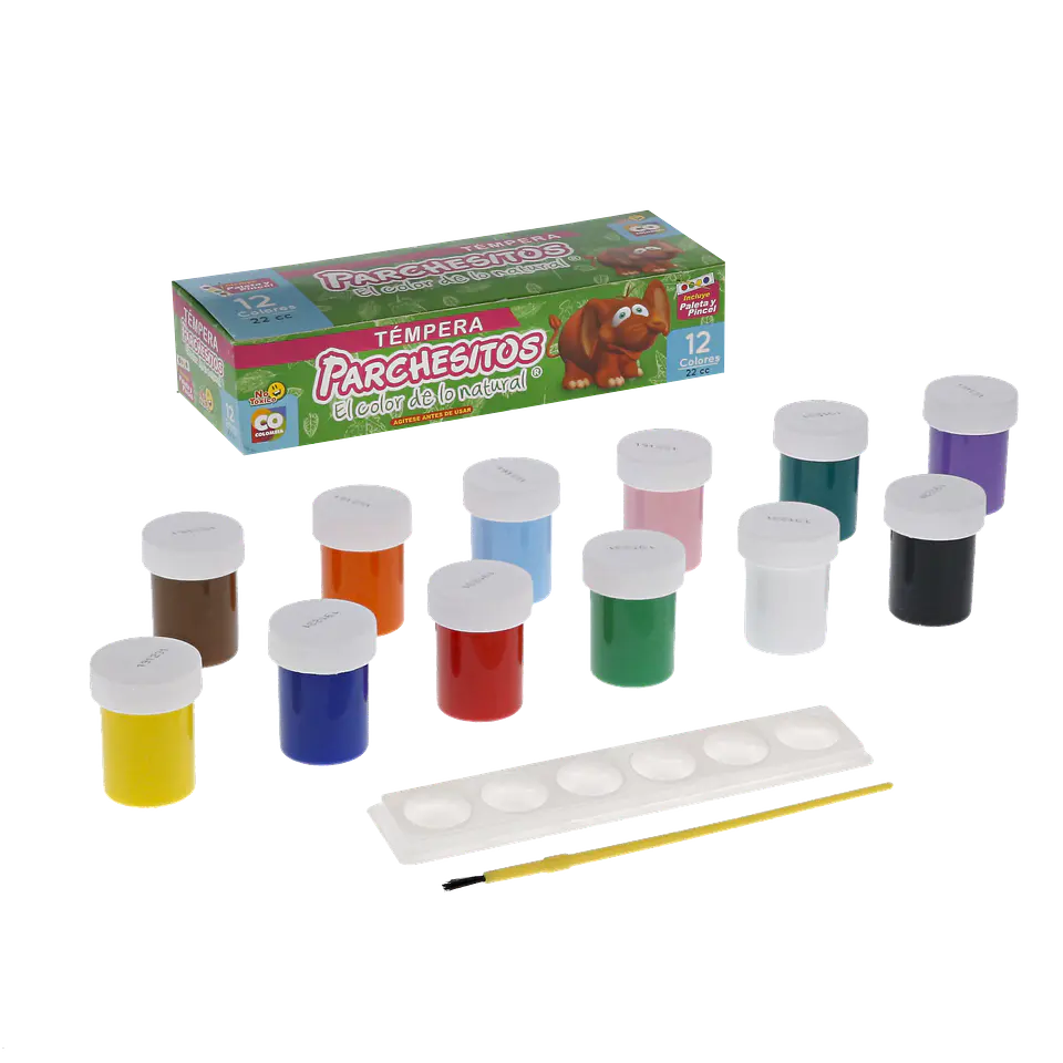 Tempera 22cc Parchesitos x 12 colores 1