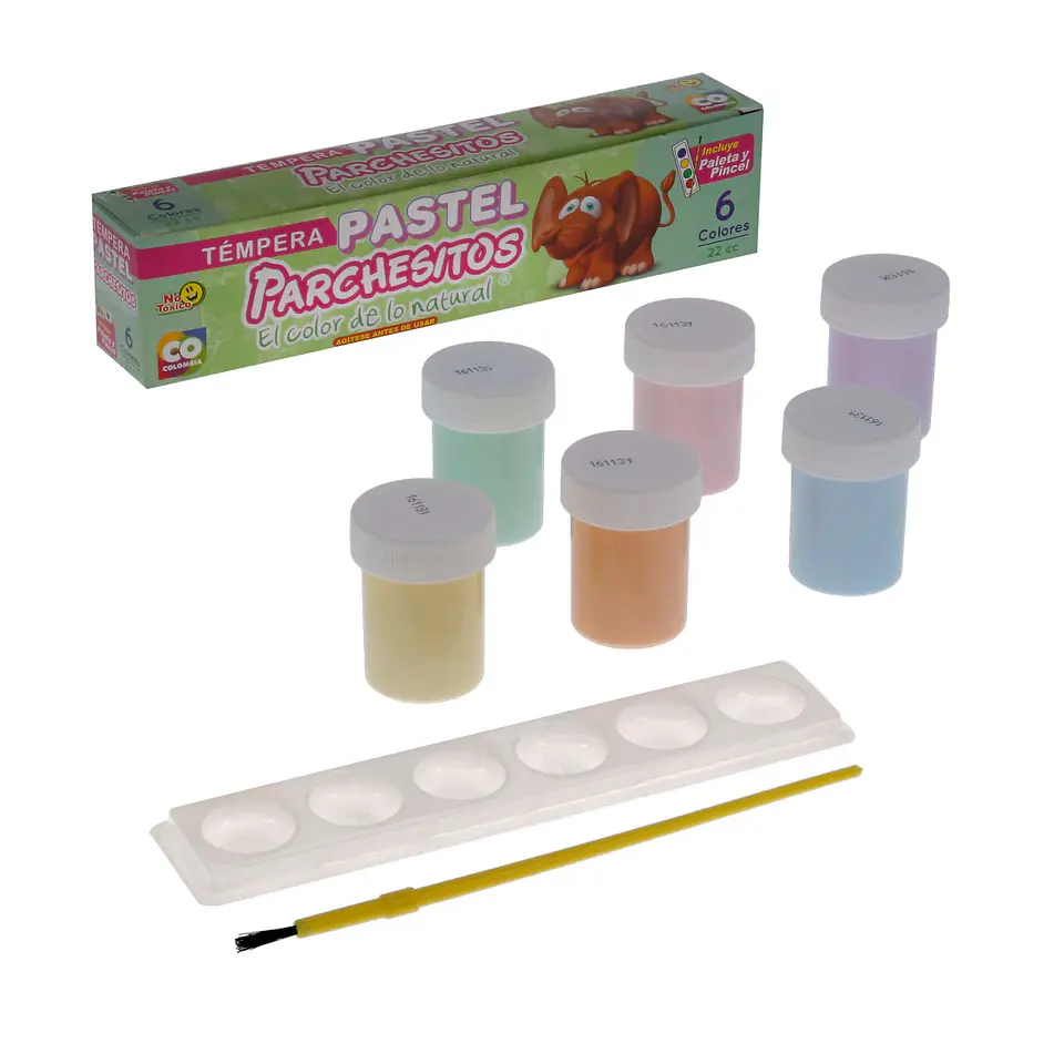 Tempera 22cc Parchesitos Pastel x 6 colores 1