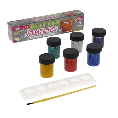 Tempera 22cc Parchesitos Glitter x 6 colores