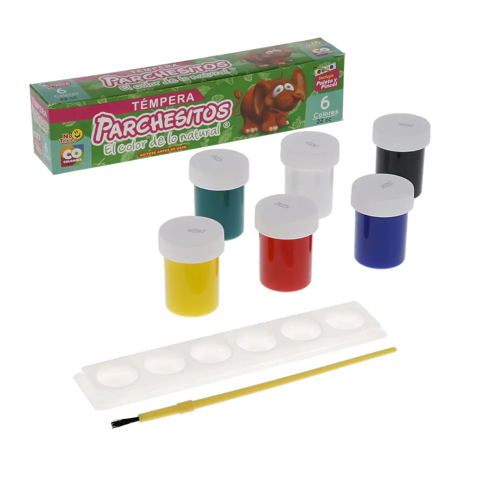 Tempera 22cc Parchesitos x 6 colores 1