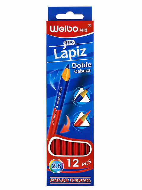 LÁPIZ BICOLOR DOBLE PUNTA *12 2.8MM Weibo