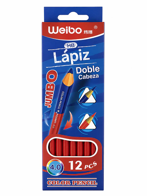 LÁPIZ BICOLOR DOBLE PUNTA JUMBO 4MM WEIBO