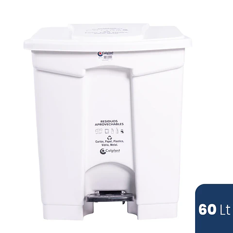 PAPELERA CUADRADA PEDAL 60 LITROS